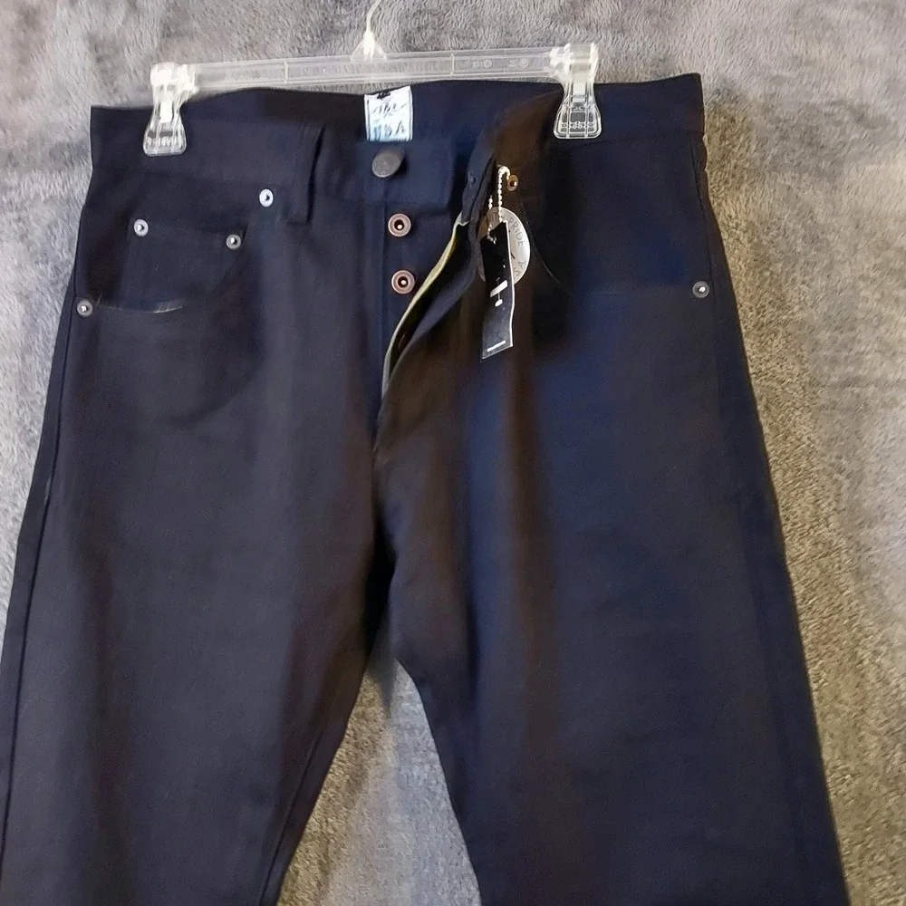 NOS Deadstock Ruell & Ray Men Black Jeans 32 X 34" Denim Button Fly Handmade USA - Picture 3 of 15